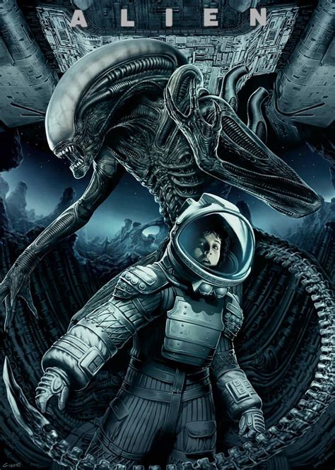 Alien Movie Poster Science Fiction Horror Film Print Wall Art Etsy Uk