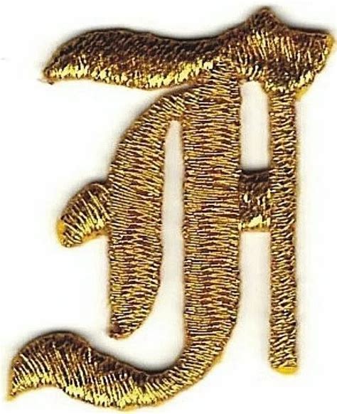 1 18and Fancy Metallic Gold Old English Alphabet Letter F Embroidered