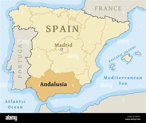 Andalusia Autonomous Community Location Map Within Spain Vector