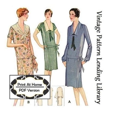 1920s Flapper Afternoon Frock Pdf Sewing Pattern Bust 36 Etsy