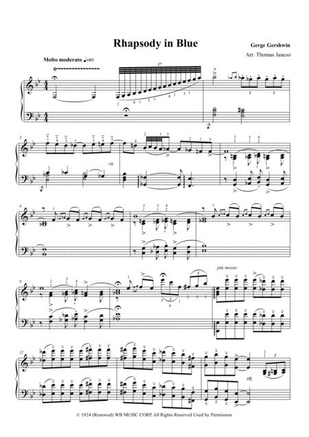 Rhapsody In Blue Easy Piano Solo Free Music Sheet