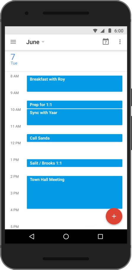 Have the official google calendar installed on your android devices. Google Calendar for Android: Find a time for my meeting