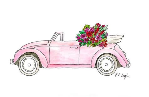 Watercolor Pink Car Svg File