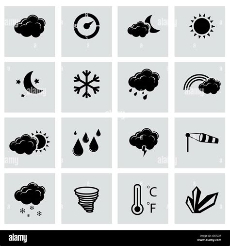 Vector Black Weather Icons Set Stock Vector Image And Art Alamy