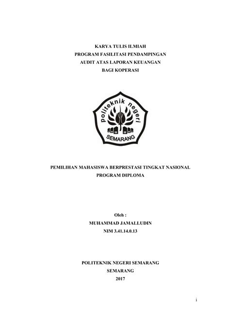 i KARYA TULIS ILMIAH PROGRAM FASILITASI