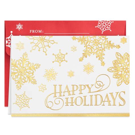 Hallmark Boxed Holiday Cards Gold Foil Snowflakes 10 Cards And