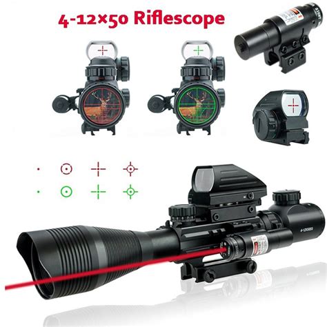 4 12x50 Eg Rifle Optics Scope Tactical Red Green Crossbow Riflescope 4