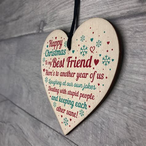 Handmade Wooden Heart Plaque Christmas T For Best Friend