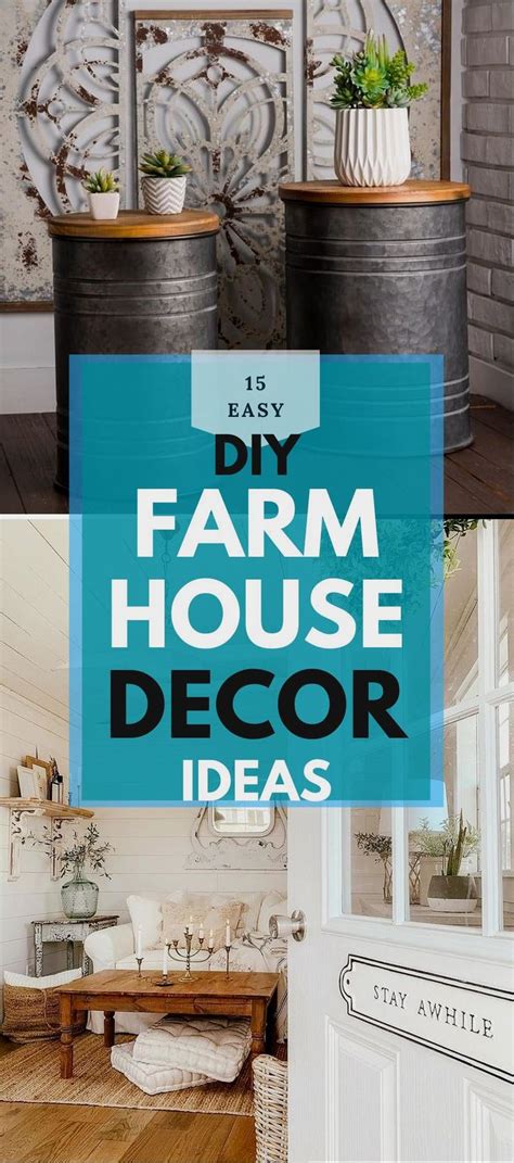 The Words Diy Farm House Decor Ideas Are Shown In Three Different
