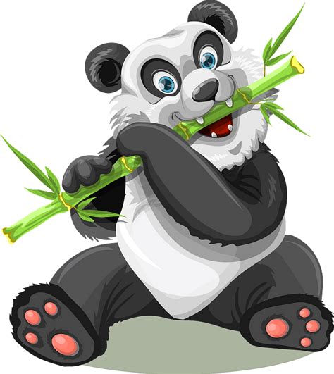 Panda Está Comiendo Bambú Clipart Dibujos Animados Descargar Gratis