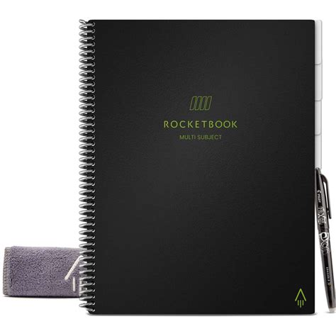 Rocketbook Reusable Multi Subject Notebook Black A4 Letter Pen And Cloth