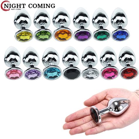Buy 1pcs Stainless Steel Booty Beads Jewelled Anal Butt Plug Small Size Metal Crystal Anal Plug