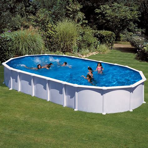 La plus large gamme du marché, piscine ronde de 240 cm à 550 cm, piscine ovale de 5m00 à 10m00. Piscina Gre Haiti ovalada acero chapa blanca | Poolaria