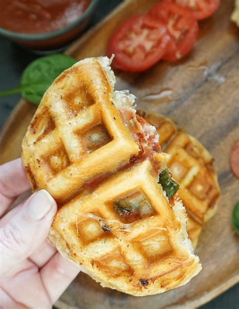 Pepperoni Pizza Waffles Recipe Waffle Maker Recipes Waffles Pizza