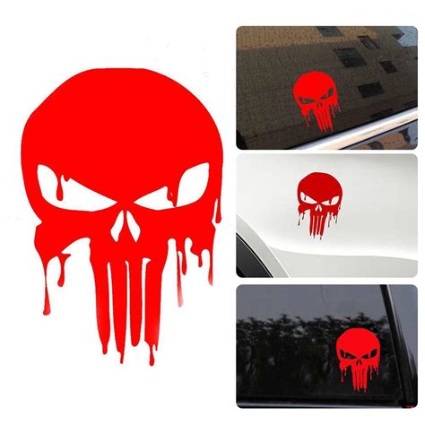 Car Sticker 15x101cm Bloody Punisher Skull Reflective Motorcycle Decal