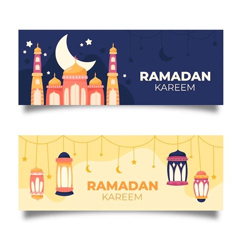 Free Vector Hand Drawn Ramadan Banner Collection