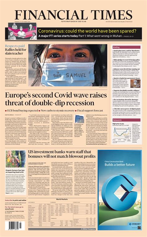 Seit 122 jahren auf rosa papier. Financial Times Front Page 19th of October 2020 - Tomorrow ...