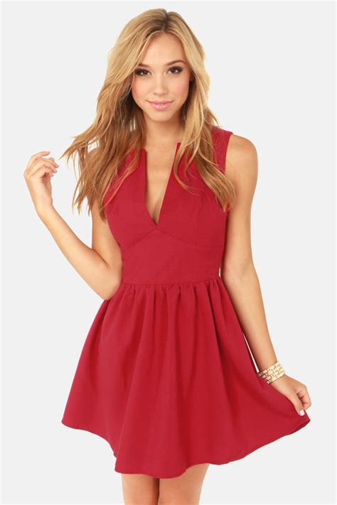 Cute Red Dress Skater Dress Sleeveless Dress 4700 Lulus
