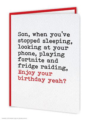 Son Birthday Greeting Card Funny Comedy Humour Witty Amusing Cheeky