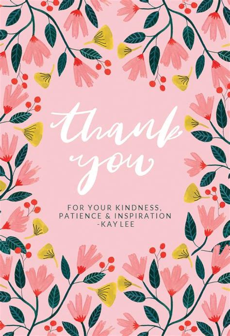 Pink Floral Thank You Card For Teacher Free Greetings Island