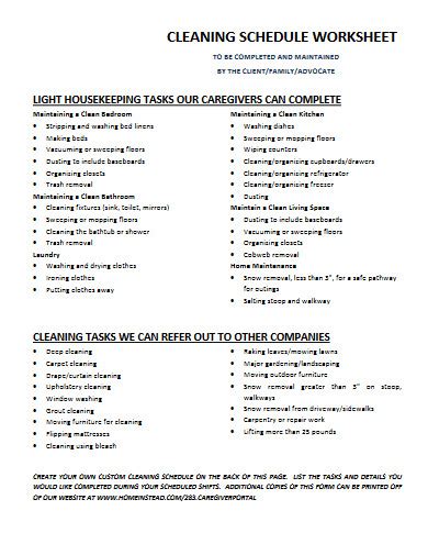 Commercial Kitchen Cleaning Schedule Template Excel Dandk Organizer