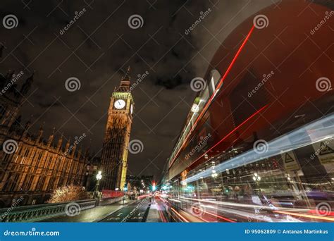 Big Ben At Night With A Light Trails Editorial Stock Image Image Of