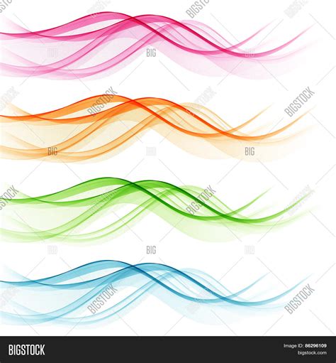 Set Of Four Abstract Color Wavy Lines Stock Vector And Stock Photos