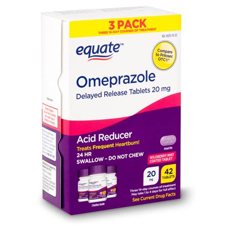 Equate Omeprazole Wildberry Mint Delayed Release Coated Tablet 20 Mg