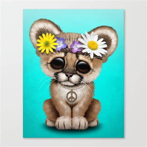 Cute Baby Cougar Cub Hippie Canvas Print By Jeff Bartels Society6