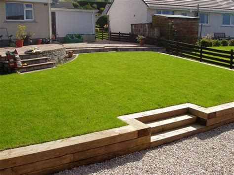 Terrace Created With New Timber Sleepers And Newly Laid Lawn And Raised