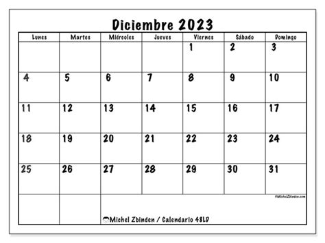 Calendario Diciembre De 2023 Para Imprimir “481ld” Michel Zbinden Co