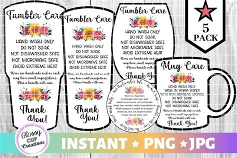 Tumbler Care Card Pack Png Print And Cut Care Cards Floral By Glossy My XXX Hot Girl