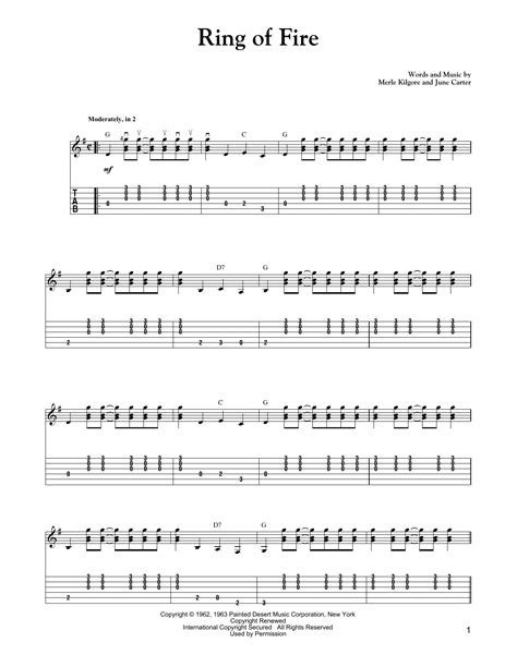 Carter Style Guitar Ring Of Fire $7.79 Guitar Sheet Music, Piano Music