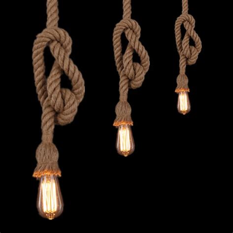 E27 Edison Bulb 18mm Retro Countryside Hemp Rope Lamp Pendant Lights