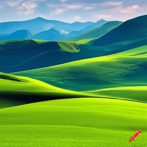 Windows Xp Desktop With Rolling Green Hills Wallpaper On Craiyon