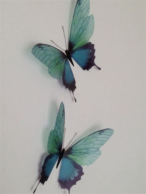 4 Luxury Amazing Teal Blue Butterflies 3d Butterfly Wall