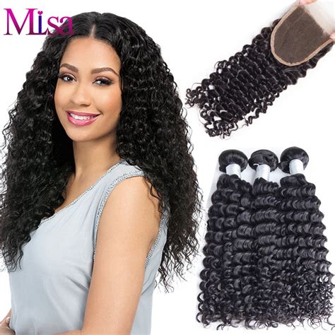 Brazilian Virgin Hair Deep Wave With Closure A Brazilian Deep Curly Weave Human Hair With Lace