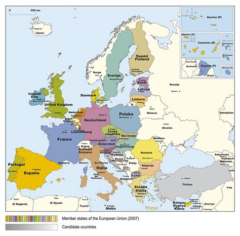Detailed Member States Map Of The European Union Eu