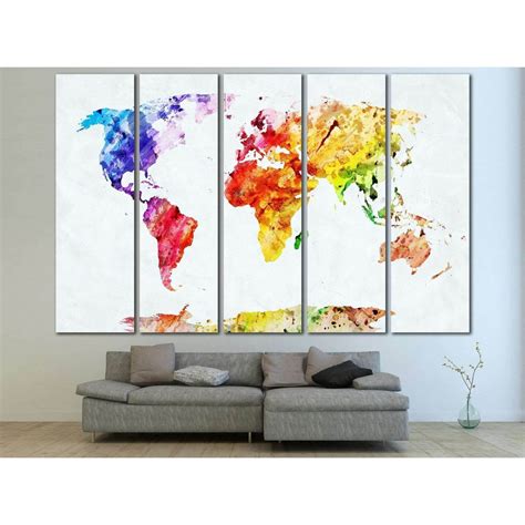 Watercolor World Map №705 Ready To Hang Canvas Print Zellart Canvas