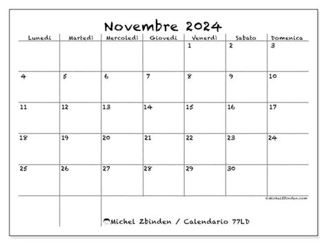 Calendario Novembre 2024 Da Stampare “46ld” Michel Zbinden Ch
