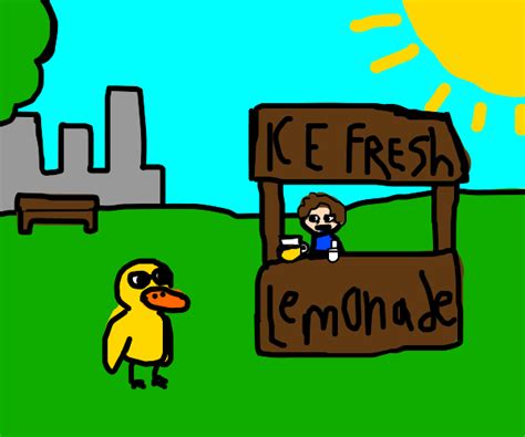 a duck walked up to a lemonade stand drawception