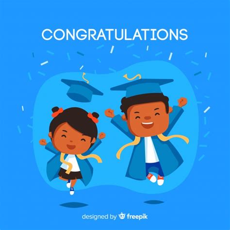 Happy Students With Flat Design Celebrating Graduation Free Vector