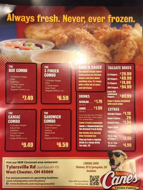 Raising Cane's Menu - Yelp