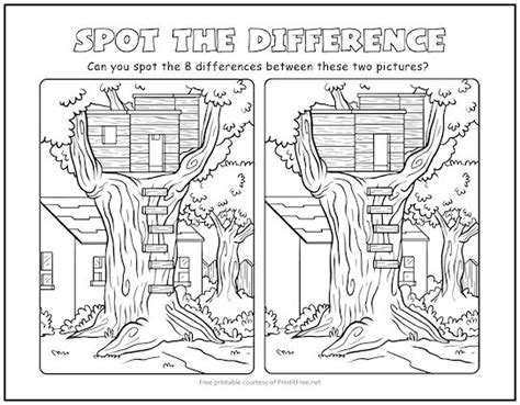Treehouse Spot The Difference Picture Puzzle Print It Free