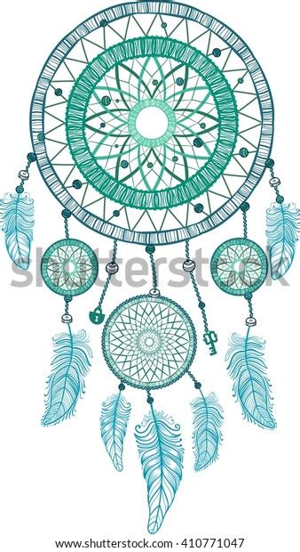 Dream Catcher With Feathers Hand Drawing Vector