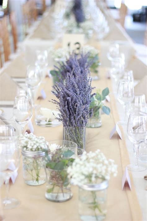 Rustic Chic Lavender Centrepiece Wood Wedding