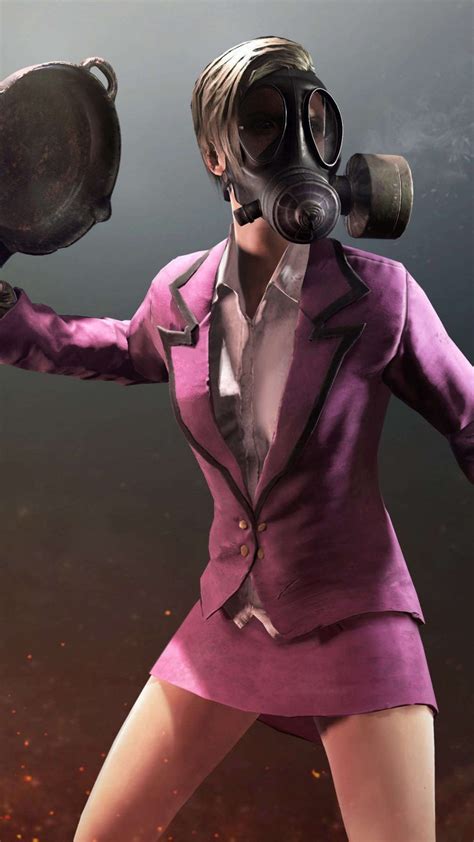 50 players parachute onto a remote island, every man for himself. PUBG Female Player Pink Skirt Tuxedo and Gas Mask | Mobile ...