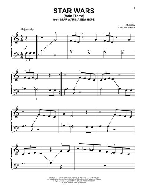 Star Wars Main Theme Sheet Music By John Williams Piano Big Notes