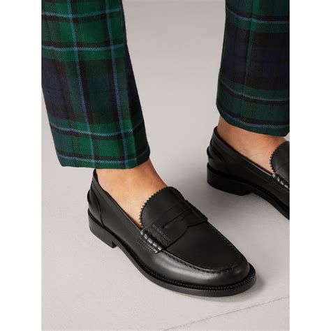 Leather Penny Loafers In Black Women Burberry