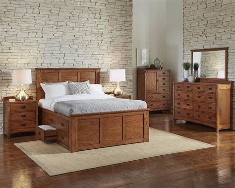 Aamerica Mission Hill Queen Captains Bed With Storage Drawers Conlin